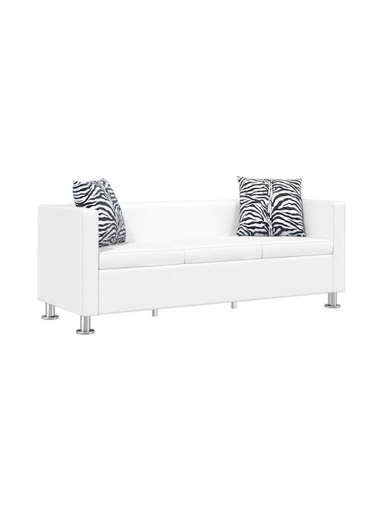 Three-Seater Couch Artificial Leather White 170x62.5x63 cm 242211