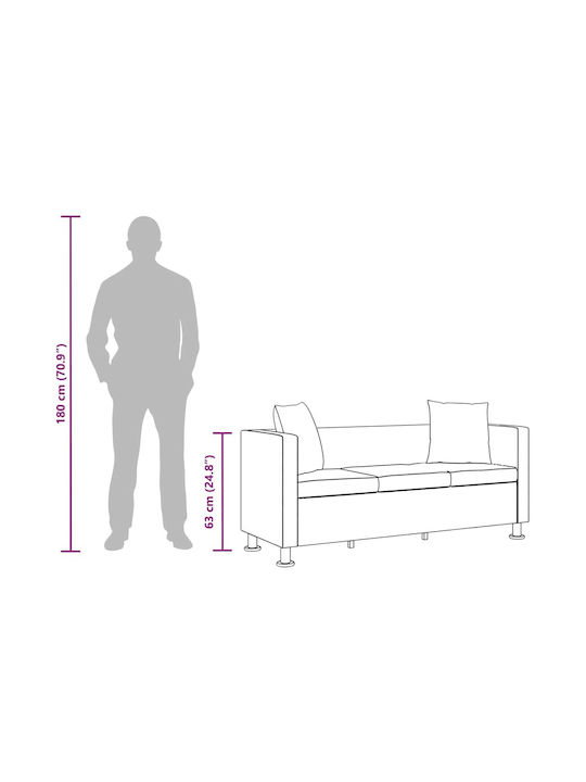 Three-Seater Couch Artificial Leather White 170x62.5x63 cm 242211