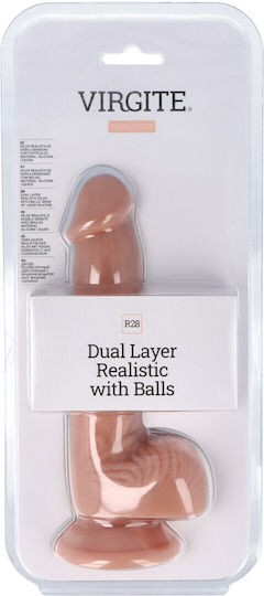 Virgite Glass Dildo with Balls and Suction Cup Flesh 20cm