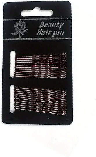 Beauty Salon Hair Pins Brown 24 Pieces