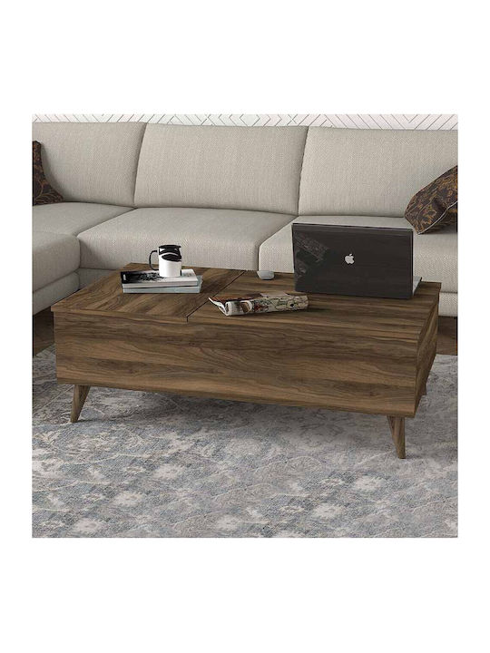 Rectangular Central Coffee Table Roy Wooden with Lifting Mechanism Brown W121xL69xH40cm
