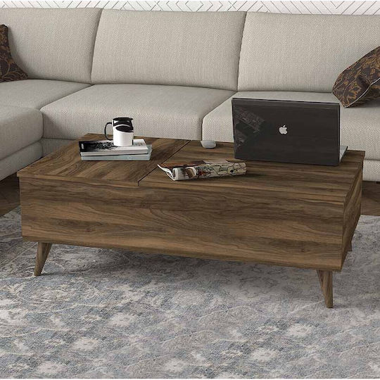 Rectangular Central Coffee Table Roy Wooden with Lifting Mechanism Brown W121xL69xH40cm