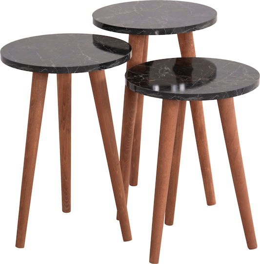 Ovales Zentral Kaffeetisch Vital Holz Schwarz Marmor-Kirschbaum 90x50x42cm