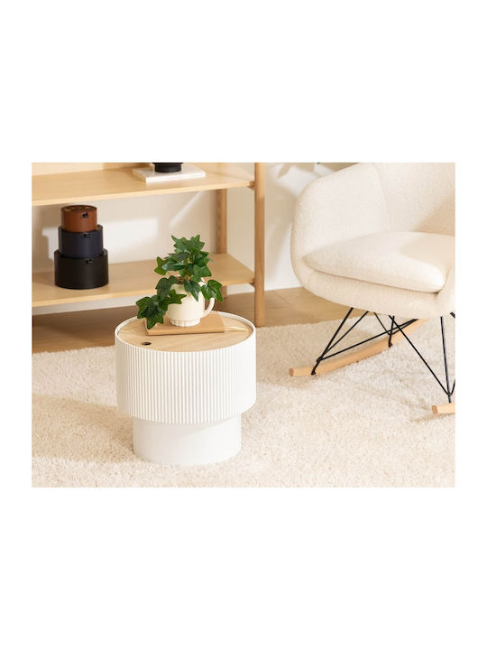Round Side Coffee Table Enola Wooden White W38.5xL38.5xH35cm