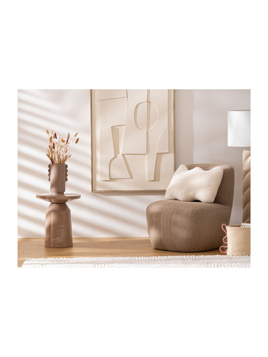Round Side Metal Coffee Table Beige W38xL38xH44cm