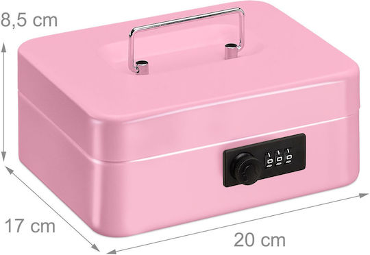 Cash Box Banknotes Coins Relaxdays Pink 8.5 X 20 X 17 Cm