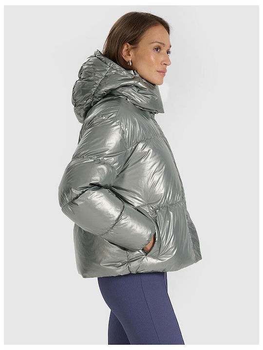 Women's Lifestyle Jacket Waterproof for Winter with Hood Silver