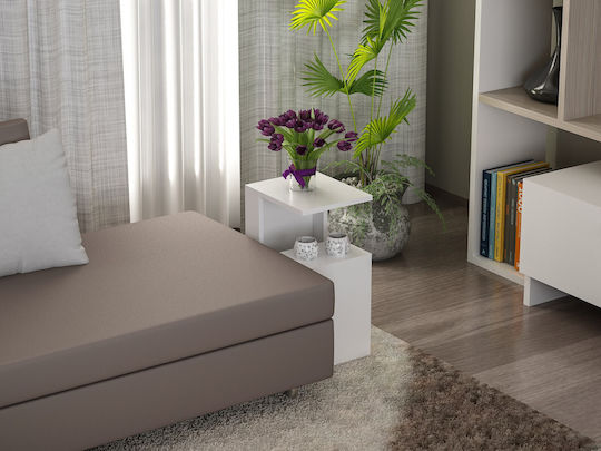 Rectangular Side Table Dawn Wooden White M35xL29.5xH60cm