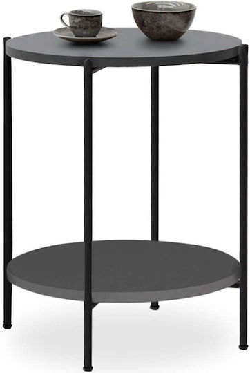 Round Side Table Nalda Wooden Anthracite 43x43x56.5 cm