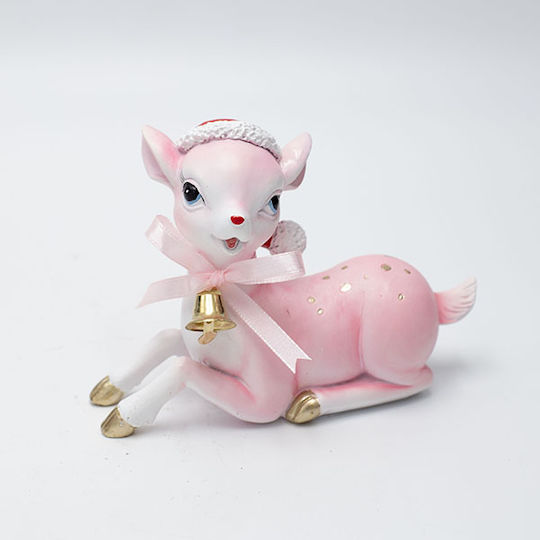 Eurolamp Christmas Plastic Figure Deer Pink Length 9.7cm