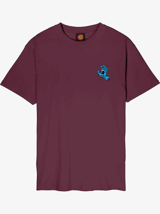 Screaming Hand Chest T-shirt Dark Cherry
