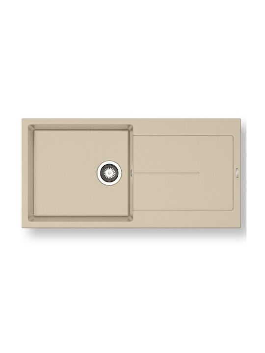 Pyramis 1b 1d Plus 070245011 Drop-In Мивка от Синтетичен Гранит Ш100xД50см Сняг