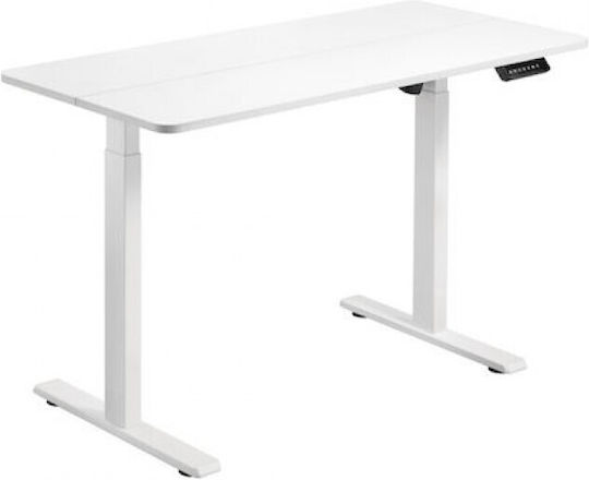 Electric Desk Wooden White with Metal Legs & Adjustable Height 120x60cm