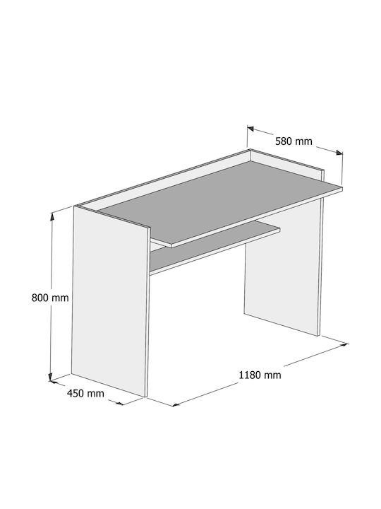 Γραφείο White Ξύλινο Λευκό 118x58x80εκ.