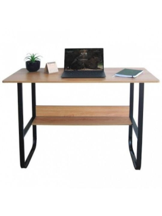 Desk Wooden Black with Metal Legs 100x45x72cm