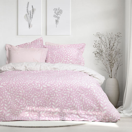 Nima Sheet Sets Queen with Elastic 160x200+32cm. Frozen Pink, Grey 4pcs