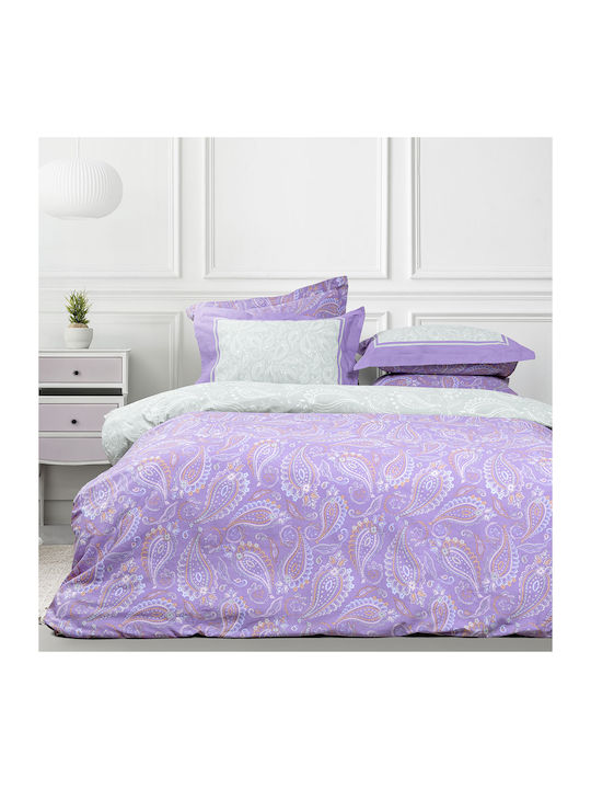 Nima Сет Чаршафи с Ластик 160x200+32см. Flow Lilac, Green 4бр