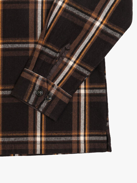 Μακρυμάνικo Φανελένιο Overshirt Καρό Καφέ