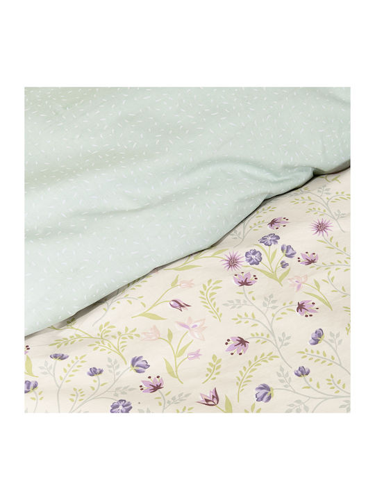 Nima Duvet Cover Set Cotton Queen with 2 Pillowcases 220x240 Dream Garden Beige, Green