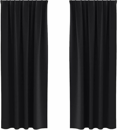 vidaXL Set Vorhänge mit Bleistiftfalten Schwarz 140x225cm