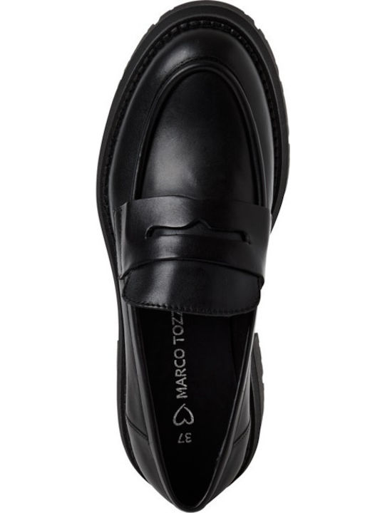 Leather Women's Loafers in Black Color