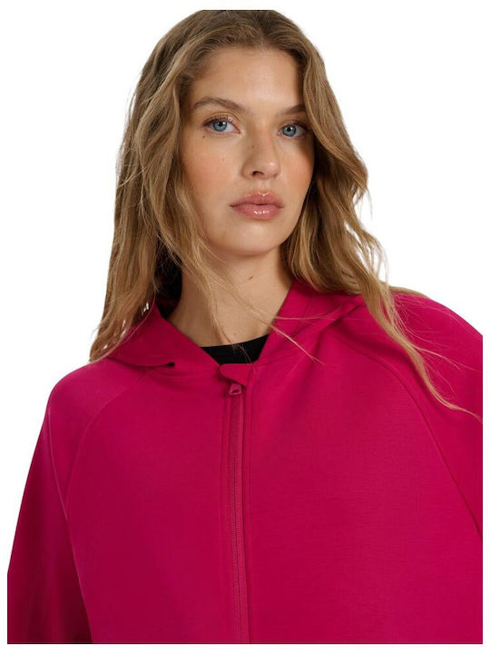 Women's Sweatshirt Jacket Hooded Fuchsia