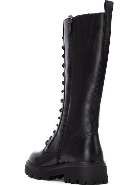 Leather Women's Boots with Laces Black