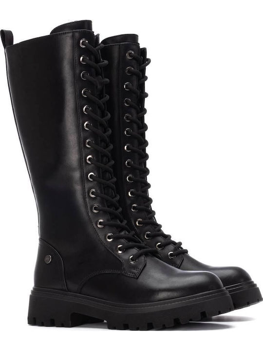 Leather Women's Boots with Laces Black