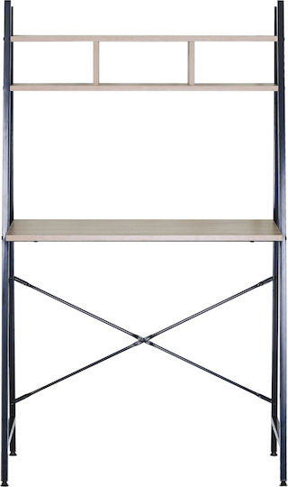 Desk Lyndale Wooden Oak/Black with Metal Legs 84x46x142cm