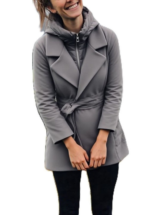Femeie Grey Palton cu Fermuar