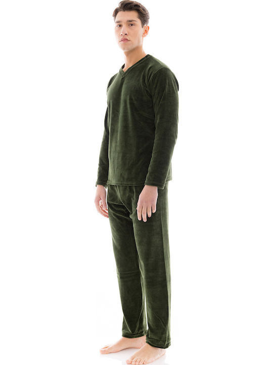 Ulisse Pijama Pentru Bărbați De Iarnă Din Bumbac Verde Măsliniu Ulisse Pijama Pentru Bărbați De Iarnă Din Bumbac Verde Măsliniu
