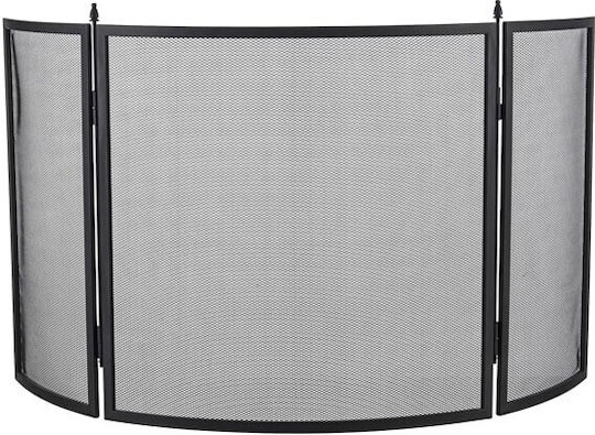 Home & Camp HCFT2908 Metallic Fireplace Screen with 3 Panels 100x50cm Black