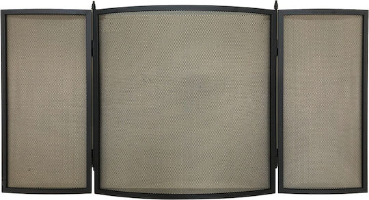 Home & Camp HCFT2908 Metallic Fireplace Screen with 3 Panels 100x50cm Black