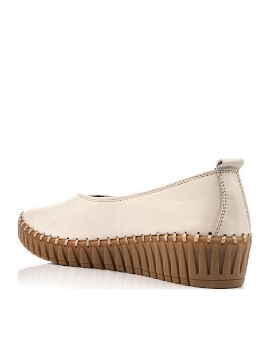 Leather Women's Loafers in White Color