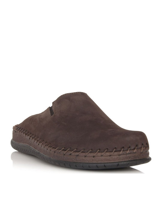 Men's Leather Slippers Brown