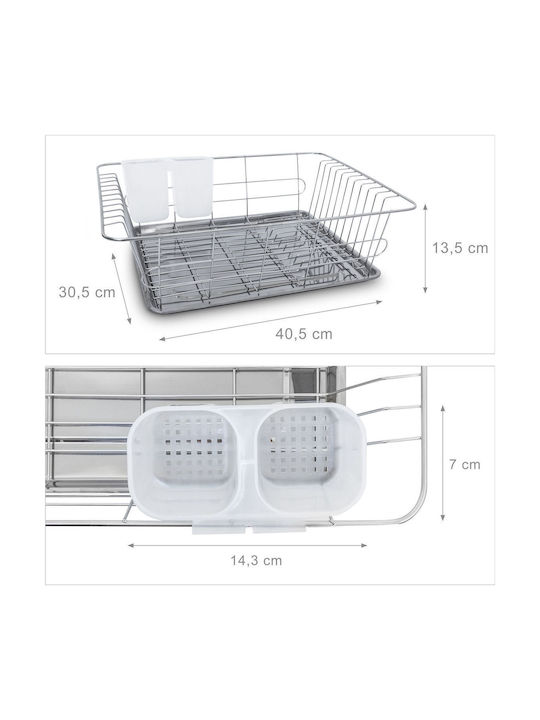 Relaxdays Scurgător De Chiuvetă Inox Gri 13.5x40.5x30.5cm