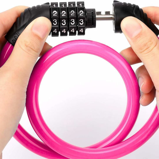 Bicycle Cable Lock Combination 10.5x700mm Pink