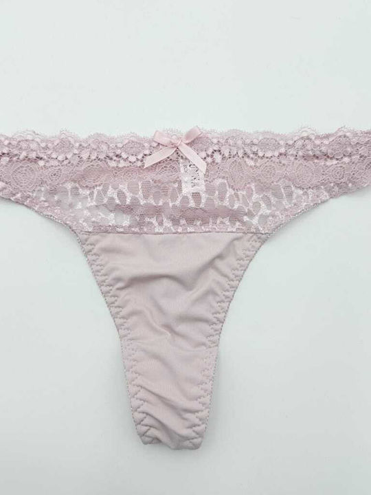Lunna Dantelat Set de Lenjerie Sutien cu Șir de caractere Pink