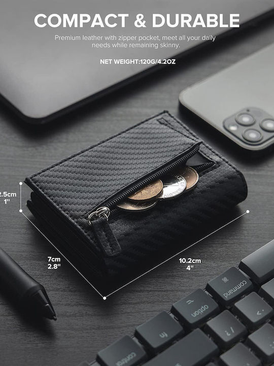 Мъжки Портфейл Карти с RFID и Механизъм Slide Черен