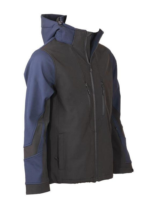 Fageo Work Jacket Softshell with Detachable Hood BLACK/NAVY