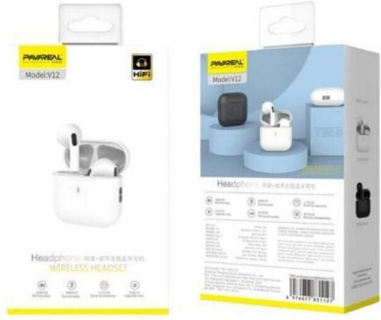 Pavareal V12 Earbud Bluetooth Handsfree Earphones with Charging Case White