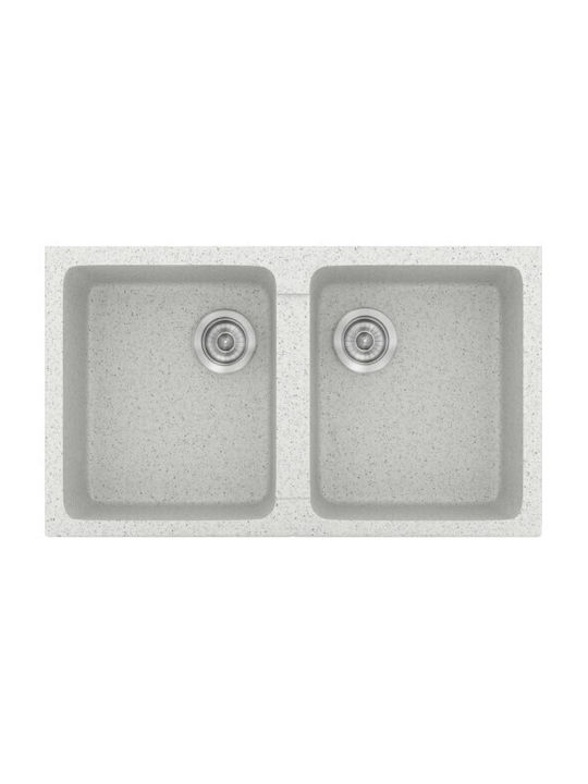 Sanitec Classic Ένθετος Νεροχύτης Inox με Μπαταρία Μ86xΠ50cm Λευκός