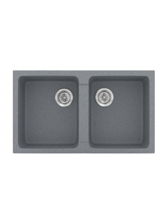 Sanitec Classic Ένθετος Νεροχύτης Inox με Μπαταρία Μ86xΠ50cm Λευκός