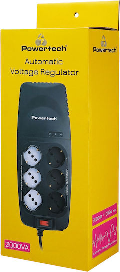 Powertech PT-1496 Compact Σταθεροποιητής Τάσης 2000VA με 6 Πρίζες Ρεύματος