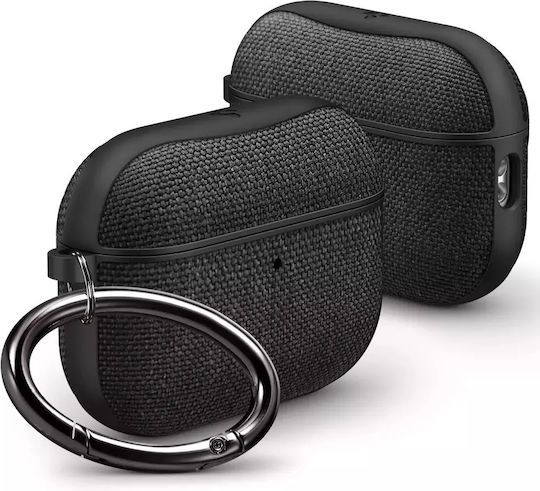 Spigen Urban Fit Case Silicone / Fabric / Plastic with Hook in Black color for Apple AirPods Pro 3