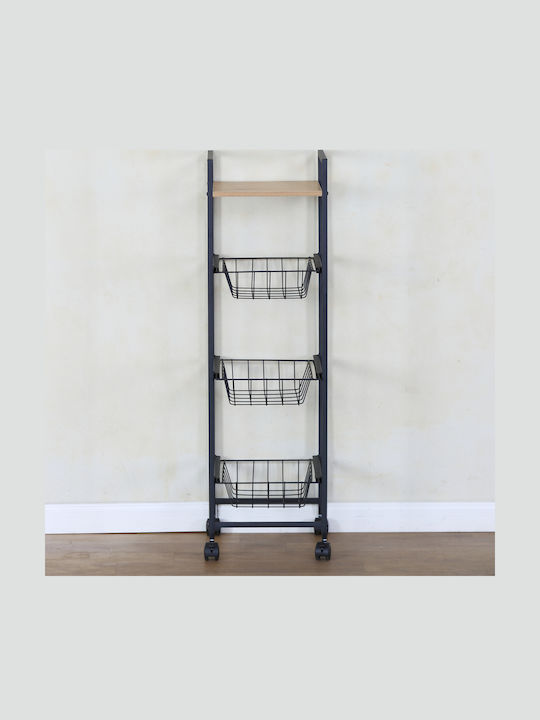 ArteLibre Elmstead Metallic Kitchen Rack 4-Tier Black 30x29x95cm