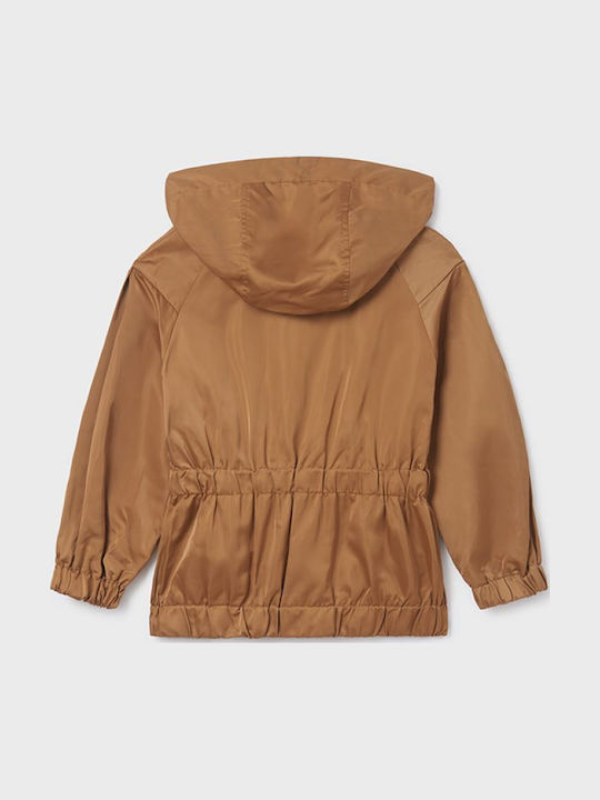 Kids' Casual Jacket Short Windproof with Hood Brown