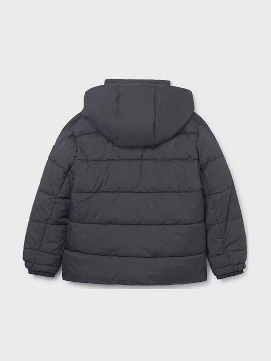 Kids Casual Long Jacket with Hood Black