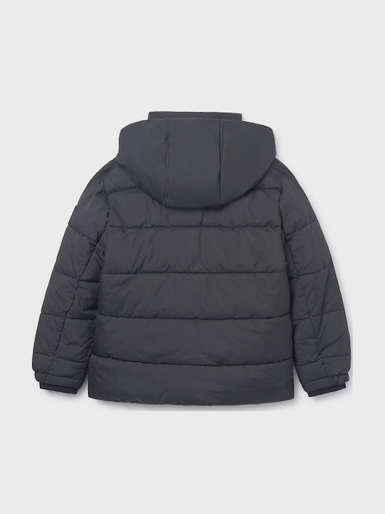 Kids Casual Long Jacket with Hood Black