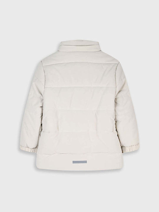 Kids Casual Long Jacket with Hood Cream